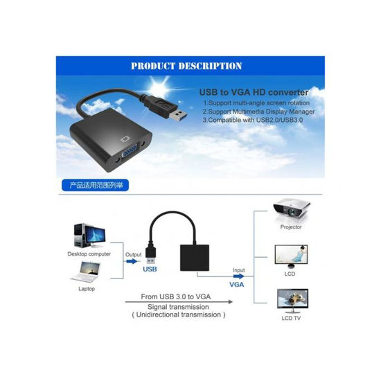 Image sur Adaptateur USB 3.0 2.0 to VGA Multi Display Adapter Converter External Video Graphic Card - Noir - 3 Mois