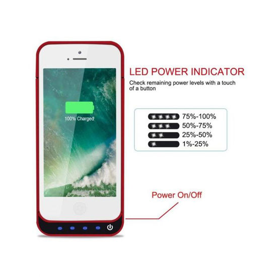 Image sur Pochette Power Bank Pour iPhone 5 /5c /5s - BSWHW- 4200 mAh - Rouge