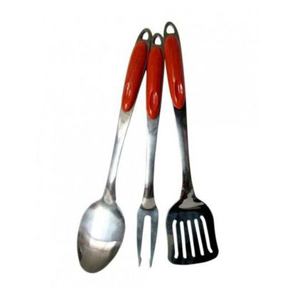Image de Spatule De Cuisine - 3 Pièces - Rouge Et Gris Argent