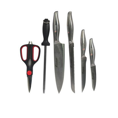 Image de Set De Cuisine S610-7 - 6 Pièces - Noir Et Gris Argent