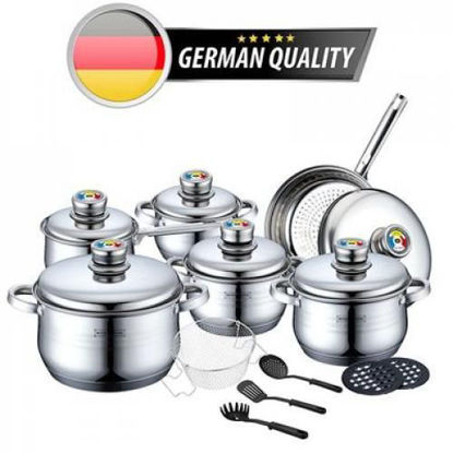 Set Batterie De Cuisine Royalty Line RL-1802 - En Inox - 10 Pièces - Gris Argent