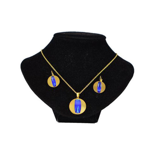 Image sur Collier A Pendentif + Boucles d'Oreilles - Jaune Or