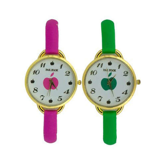 Montre Bracelet - Femme -  silicone - 2 Pièces - Rose Et Vert - Iziway Cameroun