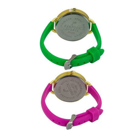 Montre Bracelet - Femme -  silicone - 2 Pièces - Rose Et Vert - Iziway Cameroun