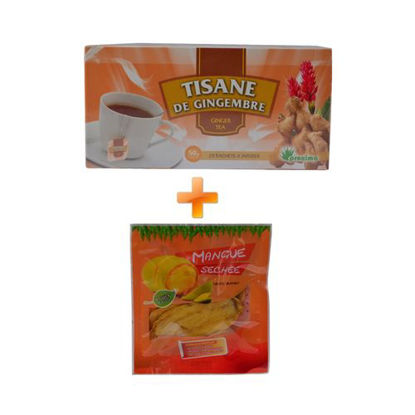 Agrandir l'image de Tisane De Gimgembre - 25 Sachets - 50grs + Mangue Sechée - 50grs Image de Tisane De Gimgembre - 25 Sachets - 50grs + Mangue Sechée - 50grs