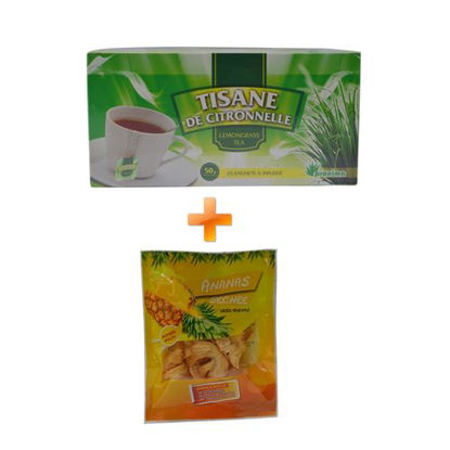 Agrandir l'image de Tisane De Citronnelle - 25 Sachets - 50grs + Ananas Seché - 50grs Image de Tisane De Citronnelle - 25 Sachets - 50grs + Ananas Seché - 50grs