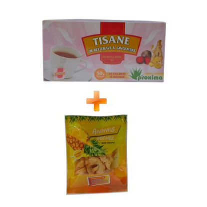 Agrandir l'image de Tisane De Betterave & Gimgembre - 25 Sachets - 50grs + Ananas Seché - 50grs Image de Tisane De Betterave & Gimgembre - 25 Sachets - 50grs + Ananas Seché - 50grs