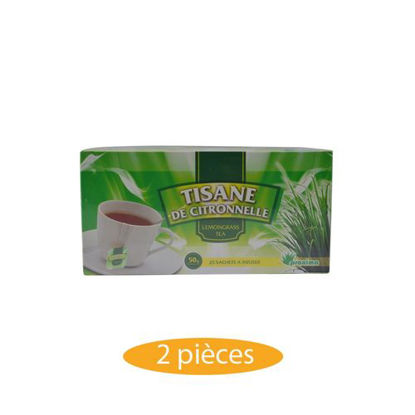 Agrandir l'image de Tisane De Citronnelle - 2 Pièces - 25 Sachets - 50grs Image de Tisane De Citronnelle - 2 Pièces - 25 Sachets - 50grs
