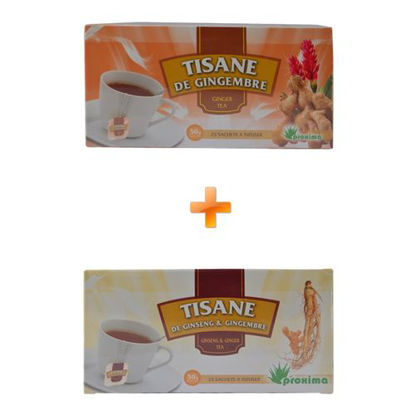 Agrandir l'image de Tisane De Gimgembre - 25 Sachets - 50grs + Tisane De Ginseng & Gimgembre - 25 Sachets - 50grs Image de Tisane De Gimgembre - 25 Sachets - 50grs + Tisane De Ginseng & Gimgembre - 25 Sachets - 50grs