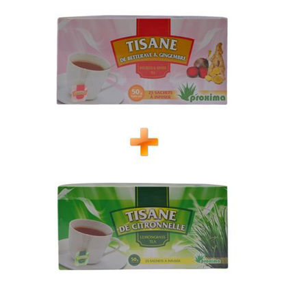 Tisane de betterave & gingembre - 25 sachets + tisane de citronnelle - 25 sachets - Iziway Cameroun Tisane de betterave & gingembre - 25 sachets + tisane de citronnelle - 25 sachets