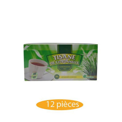 Agrandir l'image de Tisane De Citronnelle - 12 Pièces - 25 Sachets - 50grs Image de Tisane De Citronnelle - 12 Pièces - 25 Sachets - 50grs