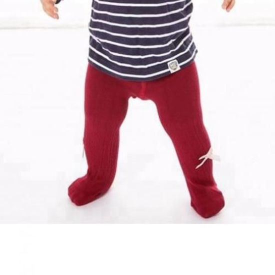 Image sur Collant Bébé en Coton peigné de Haute qualité avec Noeud - 0 à 36 Mois - Rouge