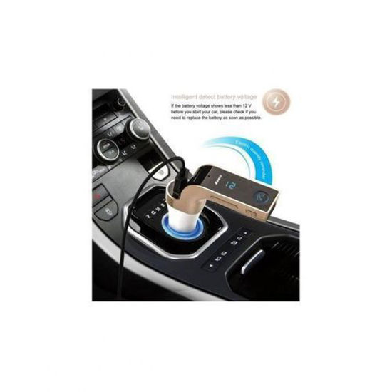 Kit pour voiture - Transmetteur FM sans fil - Bluetooth -  5 V - 2.5 A - Blanc, noir et doré-iziwaycameroun
