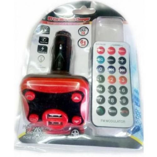 Image sur BT MP3 Auto Avec Chargeur + Cordon USB Micro Pour Charge De Téléphone - Noir Et Rouge