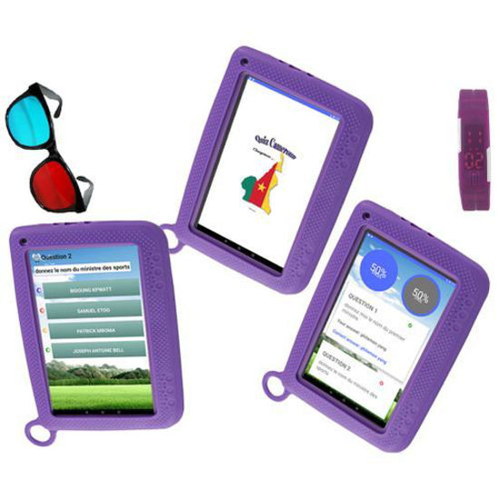 Image sur Tablette Éducative Pour Enfant - 16 Go HDD - 1 Go RAM - Violet + Pochette + Protège-Ecran + Applications