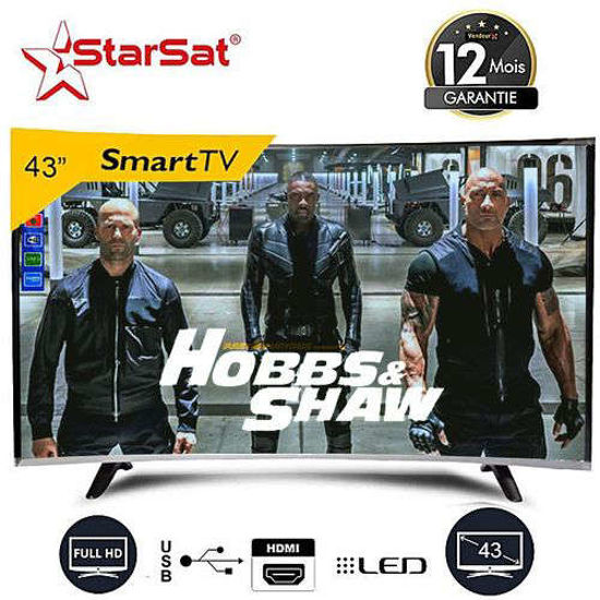 Smart LED TV Incurvée - Star Sat - Ultra Slim 43LED1000 - 43" - HDMI - USB - Noir - VGA - 12 Mois