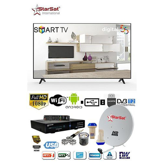 Image sur Smart TV LED Android - 55 Pouces - Noir - 24 Mois + KIT Satellite - Plus de 100 chaînes gratuites