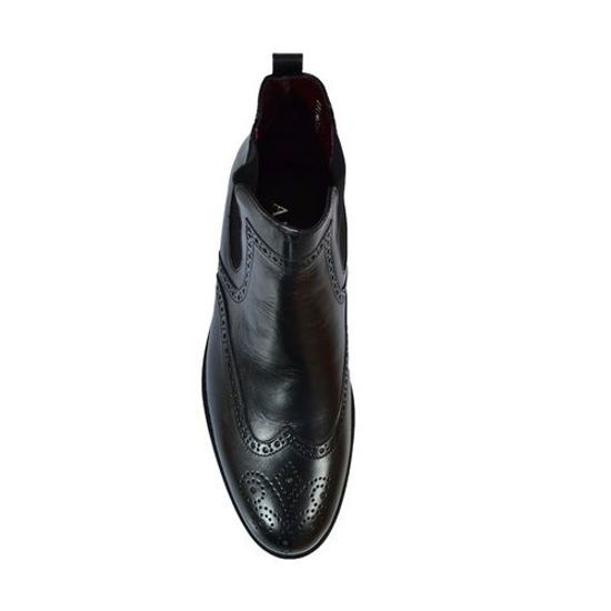 Image sur Derbys Montantes Style Brogue En Cuir De Veau - Noir