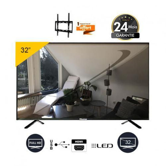 Image sur TV LED 32" Full HD - Noir - 24 Mois + Support Mural Offert