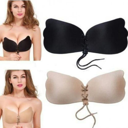 Image de Lot de 2 Soutiens-gorge Push-up Invisible en Silicone - Beige et Noir