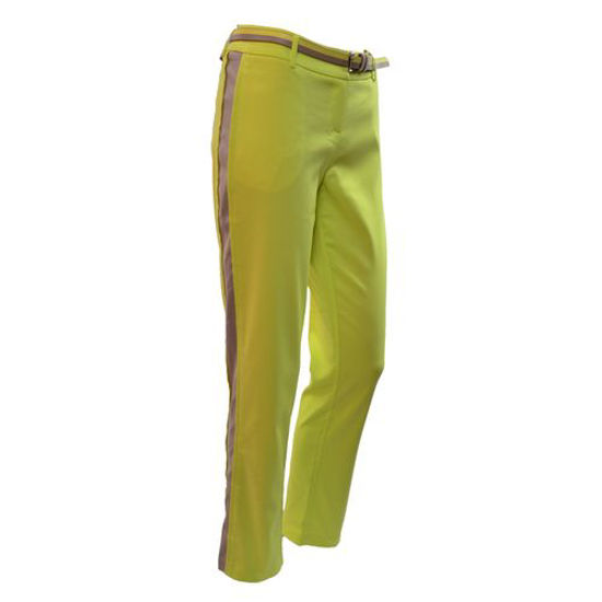 Image sur Pantalon Chino  Avec  Ceinture  -  Vert Citron Et Beige Foncé