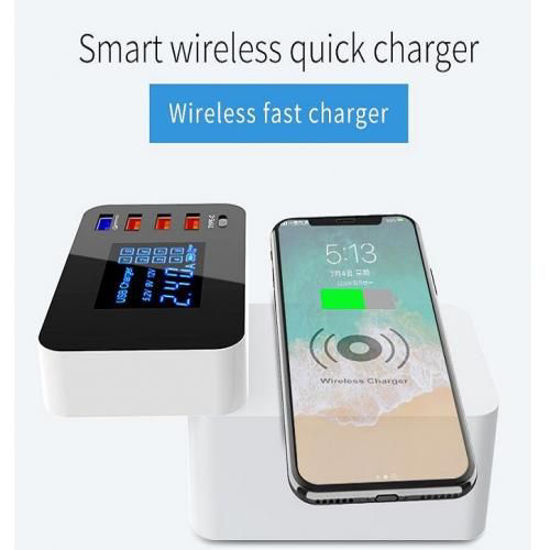 Image sur Chargeur Rapide USB 3.0 – 5 Ports - Sans Fil Qualcommquick - Pour Android Et Iphone - Blanc