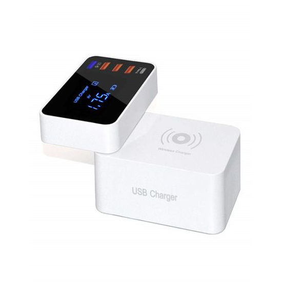 Image sur Chargeur Rapide USB 3.0 – 5 Ports - Sans Fil Qualcommquick - Pour Android Et Iphone - Blanc