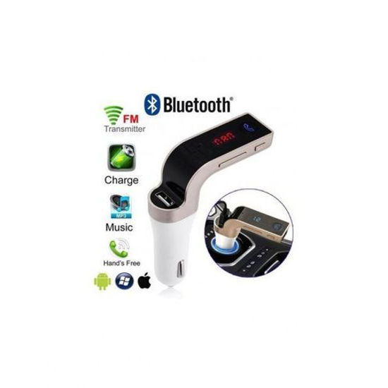 Image sur Kit Pour Voiture - Transmetteur FM Sans Fil - Bluetooth -  5 V - 2.5 A - Blanc Et Or