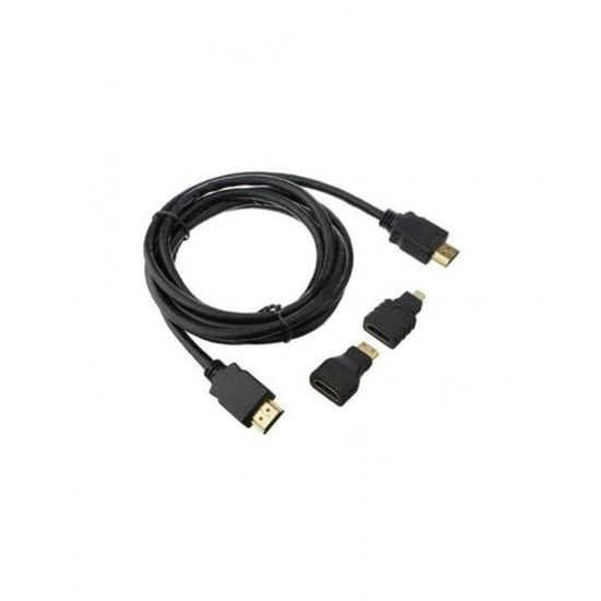 Image sur Câble HDMI Vers HDMI Avec Adaptateurs Micro Et Mini - 1.8 m - Noir