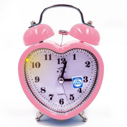 Image de Horloge Analogique avec Reveil Retro a Double cloche D'alarme - Rose