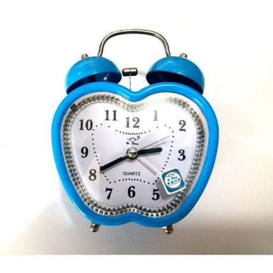Horloge analogique avec réveil retro a double cloche d'alarme - bleu