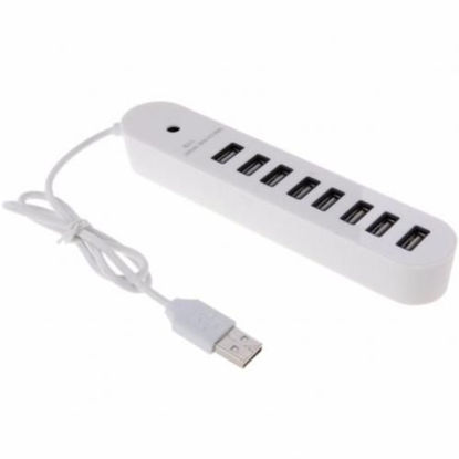 Image de Multiplicateur 8 ports USB 2.0 HUB support 1TR - Blanc