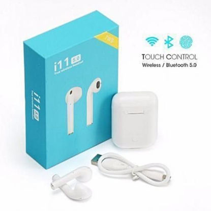 Image de Double Oreillette Bluetooth TWS Tactile - I11-5.0 - Blanc