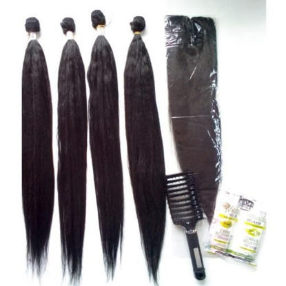 Agrandir l'image de Mèches Naturelles - 24" - 4 Boules - 220g - Noir + Closure + défrisant + brosse Image de Mèches Naturelles - 24" - 4 Boules - 220g - Noir + Closure + défrisant + brosse