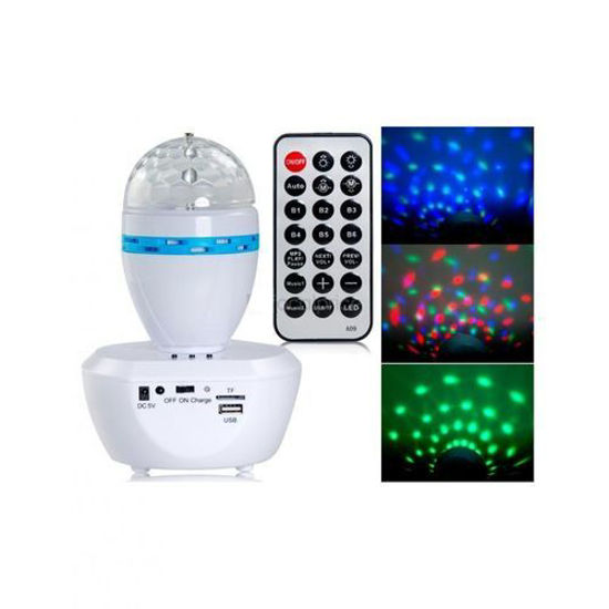 Image sur Boule LED Crystal Magic Rotative RGB avec Télécommande - Blanc