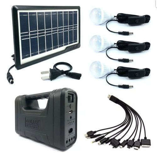 Kit panneau solaire -killo1 -3 ampoules + batterie + lampe de poche -Charge cellulaire