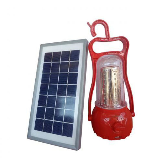 Image sur Lampe LED Rechargeable + Panneau Solaire - Rouge Et Gris