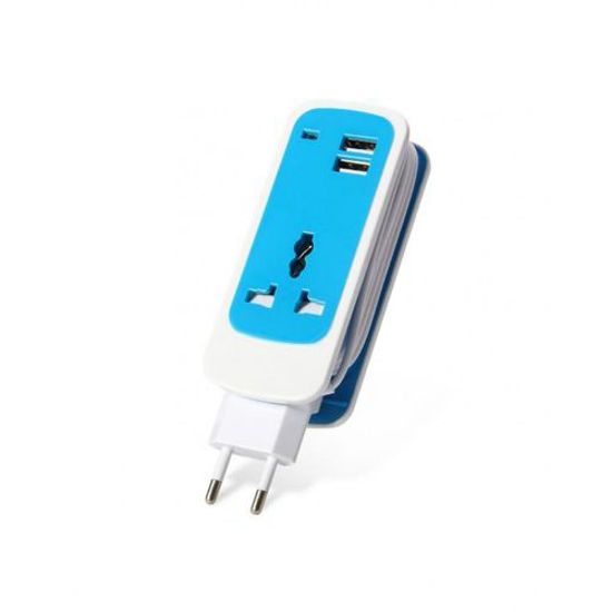 Image sur Rallonge Electrique 3 En 1 Dual USB - Bleu Et Blanc