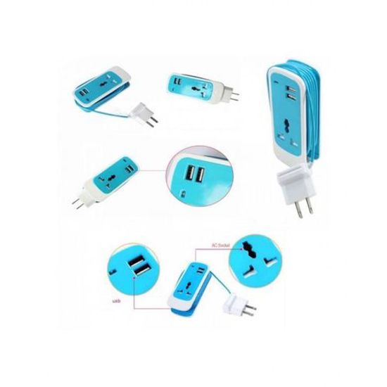 Image sur Rallonge Electrique 3 En 1 Dual USB - Bleu Et Blanc