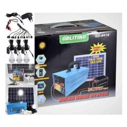 Agrandir l'image de Système solaire domestique solaire GDlite GD-8018 + 3 Ampoules + Panneau solaire ( peut alimenter ventilateur, TV, téléphone etc...) Image de Système solaire domestique solaire GDlite GD-8018 + 3 Ampoules + Panneau solaire ( peut alimenter ventilateur, TV, téléphone etc...)