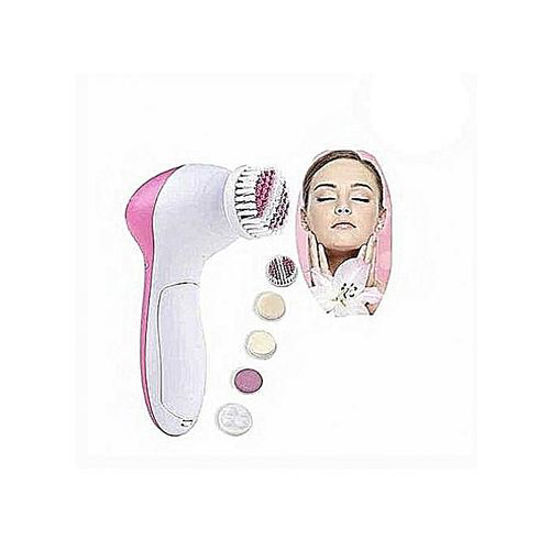 Image sur Brosse Electrique  Pour  Nettoyage De visage 5 En 1 - Rose Et Blanc