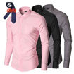 Image sur Chemise Homme - 3 Pièces - Rose, Noir Et Gris + Cravate Offerte