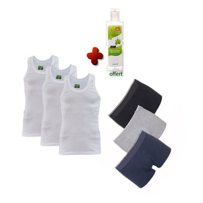 Agrandir l'image de Débardeurs - 3 Pièces + Boxers - 3 pièces - Bleu Marine, Gris Chiné Et Noir + Gel Offert Image de Débardeurs - 3 Pièces + Boxers - 3 pièces - Bleu Marine, Gris Chiné Et Noir + Gel Offert