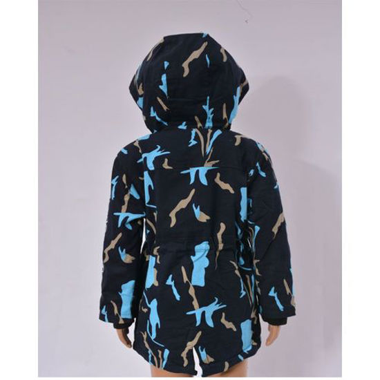 Image sur Manteau Camouflage - A Capuche - pour enfant - Noir, Bleu Et Beige