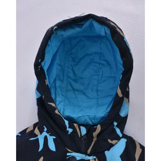 Image sur Manteau Camouflage - A Capuche - pour enfant - Noir, Bleu Et Beige