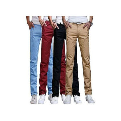 Agrandir l'image de Pantalon Chino Homme - 4 Pièces - Bleu Ciel, Bordeaux, Kaki Clair, Noir Image de Pantalon Chino Homme - 4 Pièces - Bleu Ciel, Bordeaux, Kaki Clair, Noir