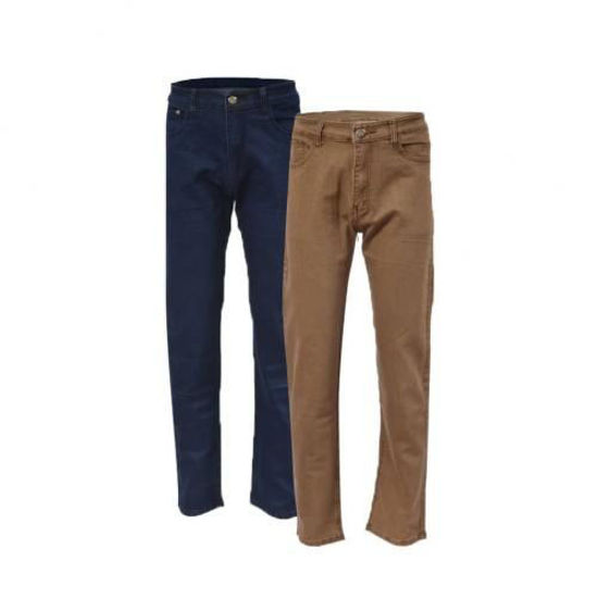 Pantalon Jeans Stretch - 2 Pièces - Bleu Et Marron
