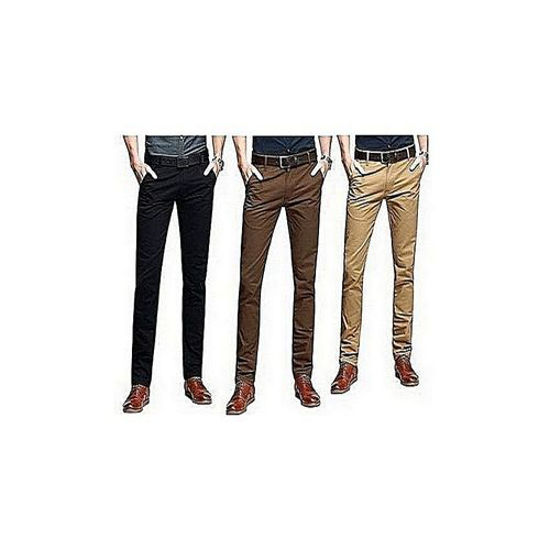 Image sur Pantalons Chino - 3 Pièces - Marron, Kaki Et Noir