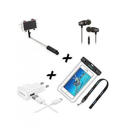Agrandir l'image de Pack 4 en 1 - Pochette Étanche + Perche A Selfie 100 cm + Chargeur + Écouteurs - Noir Et Blanc Image de Pack 4 en 1 - Pochette Étanche + Perche A Selfie 100 cm + Chargeur + Écouteurs - Noir Et Blanc