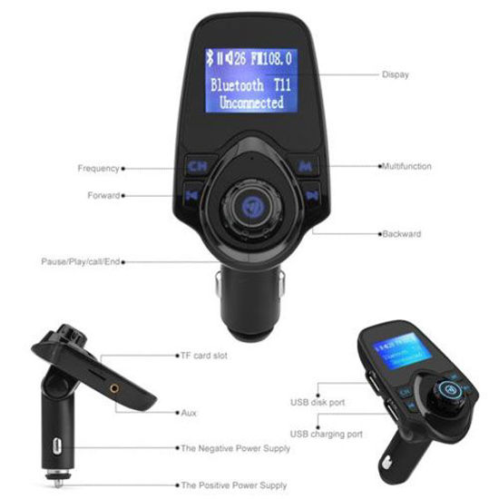 Image sur Transmetteur Bluetooth kit Mains Libres Pour voiture T11 - Noir